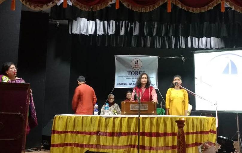 Members and guests on stage during the Annual Social of the club.
